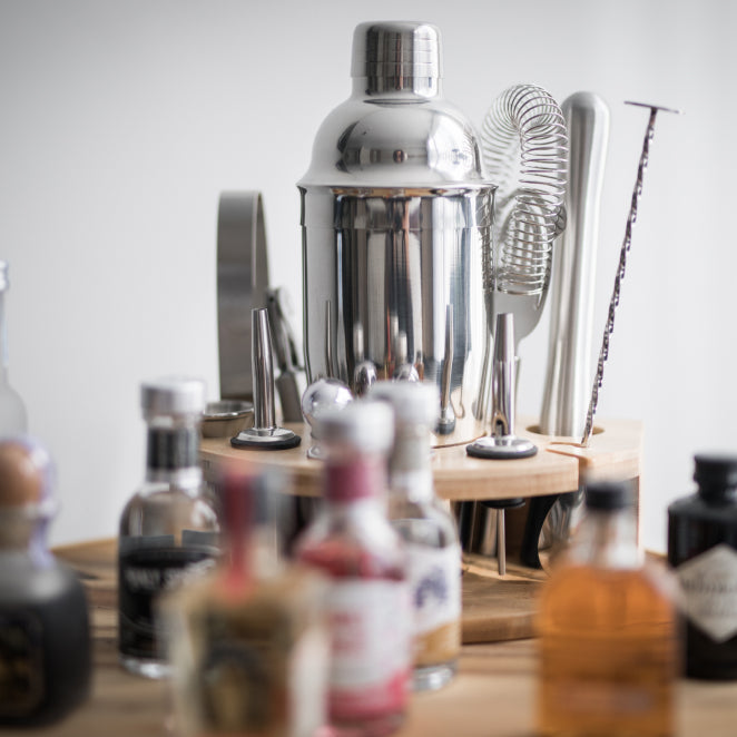 a bar shaker set for making zero-proof mocktails