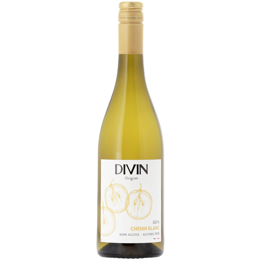 Bottle of Divin Chenin Blanc wine on a white background