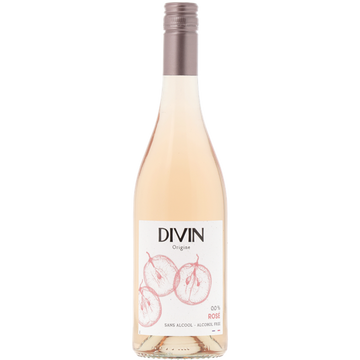 Bottle of Divin rosé wine on a white background