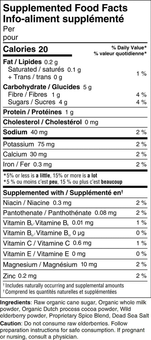 6 pack Organic Elderberry Hot Chocolate: Black Label 55 grams