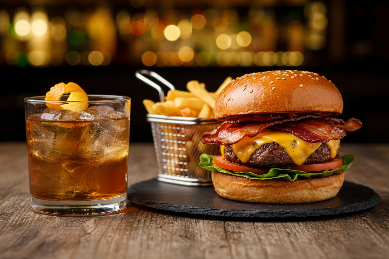 cocktail and burger pairing
