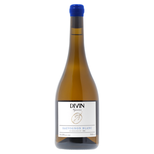 Wine bottle labeled 'Divin' on a white background